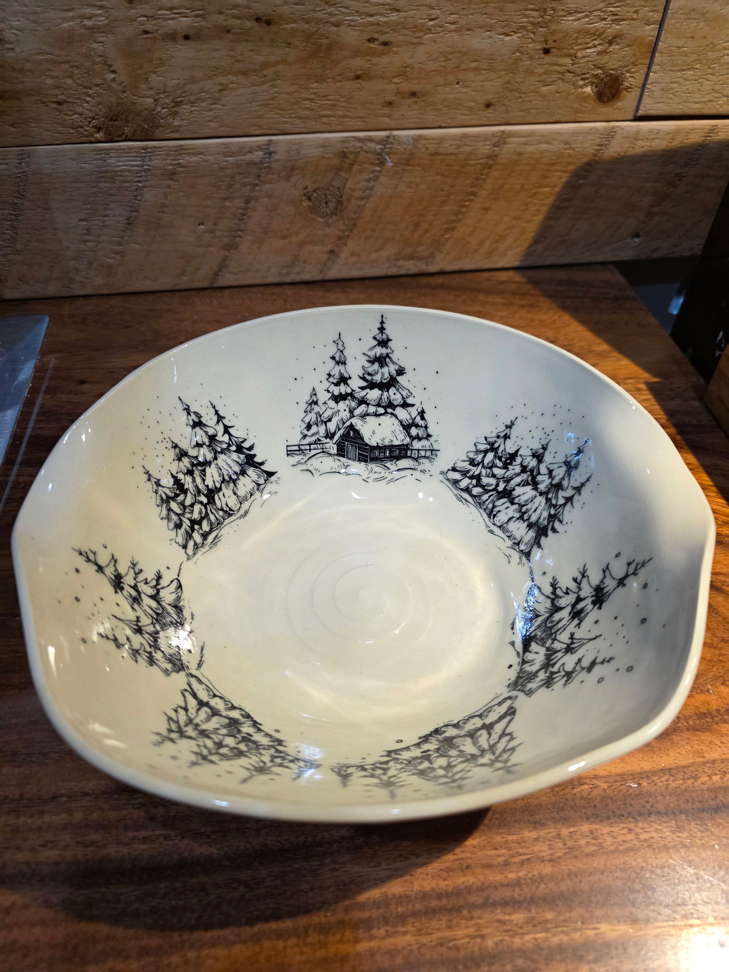 Winter Cabin Casserole Dish - Porcelain